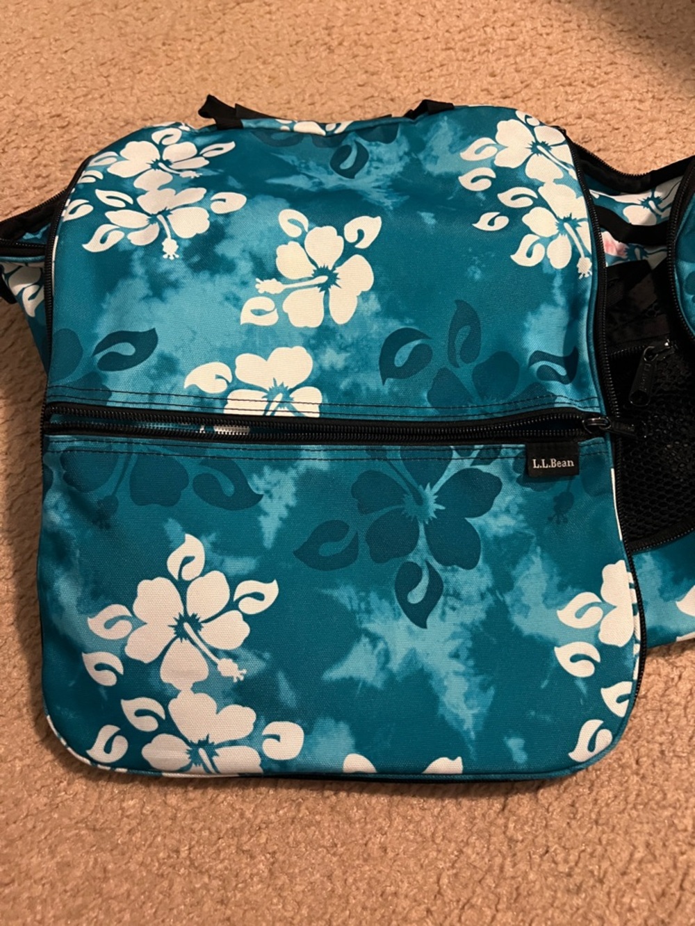 L.L. Bean Teal Floral Hanging Cosmetic Bag Family Size - Picture 4 of 6